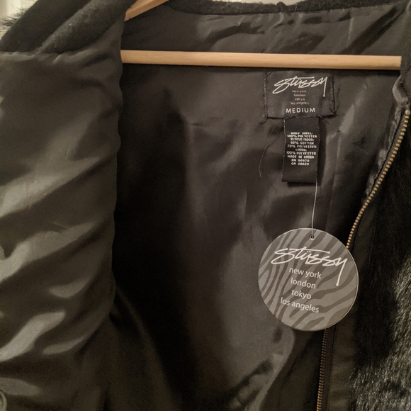 Stussy Black Fur Jacket - Picture 2 of 5